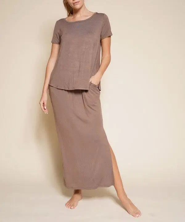 BAMBOO CASUAL LONG SKIRT WITH POCKETS - FamilyClothes