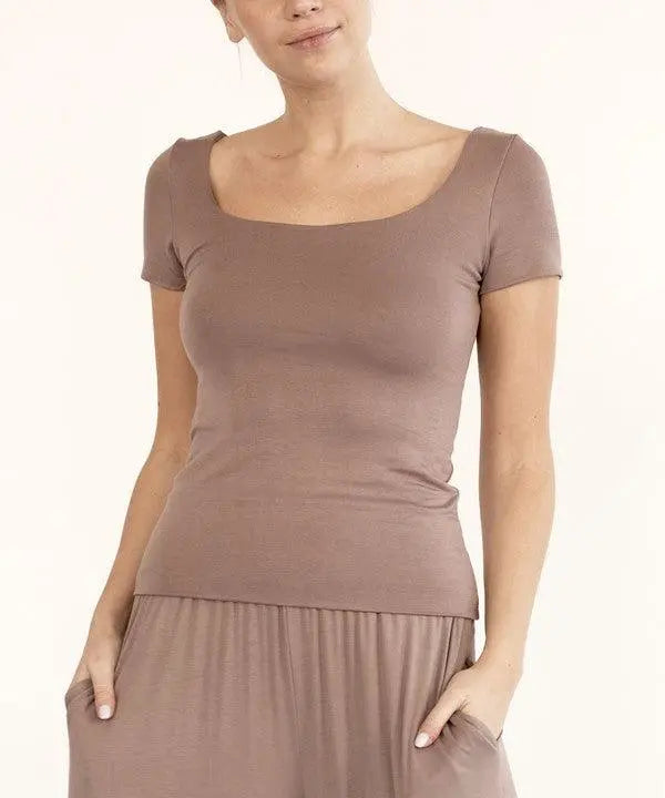 BAMBOO DOUBLE LAYERED CAP SLV TOP - FamilyClothes