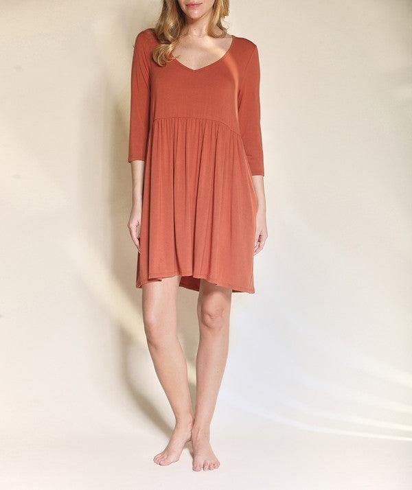 Bamboo loose fit babydoll dress - FamilyClothes