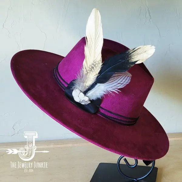 BlackGold Feather&Turq Slab Hatband Choice Hat - FamilyClothes