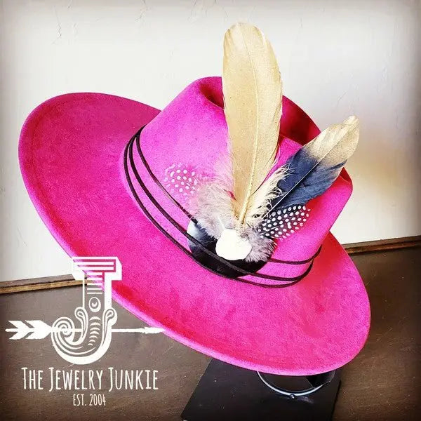 BlackGold Feather&Turq Slab Hatband Choice Hat - FamilyClothes