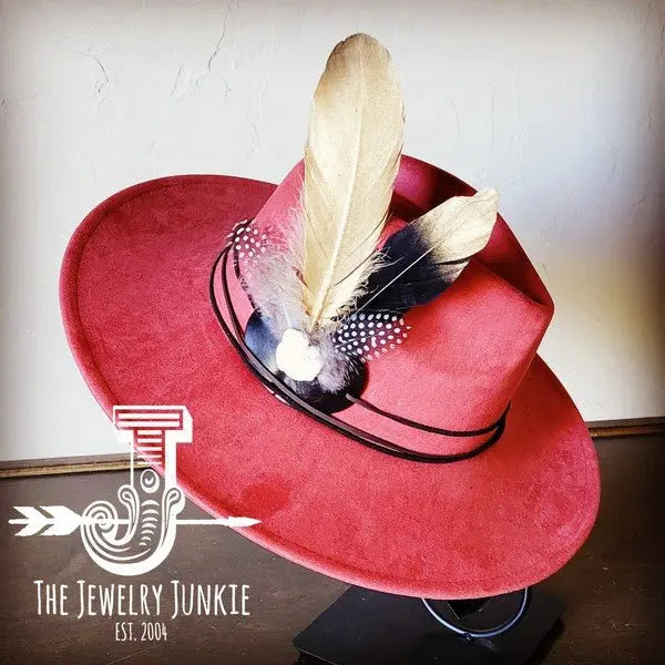 BlackGold Feather&Turq Slab Hatband Choice Hat - FamilyClothes