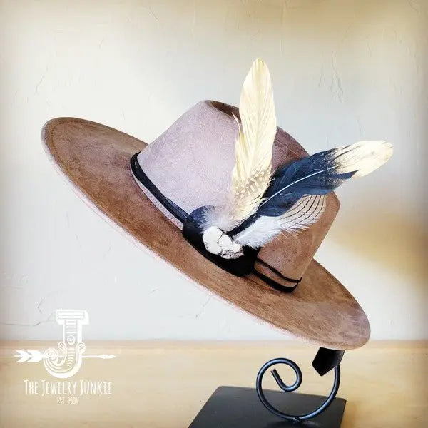 BlackGold Feather&Turq Slab Hatband Choice Hat - FamilyClothes