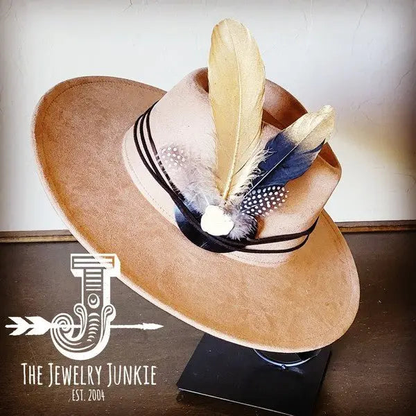 BlackGold Feather&Turq Slab Hatband Choice Hat - FamilyClothes