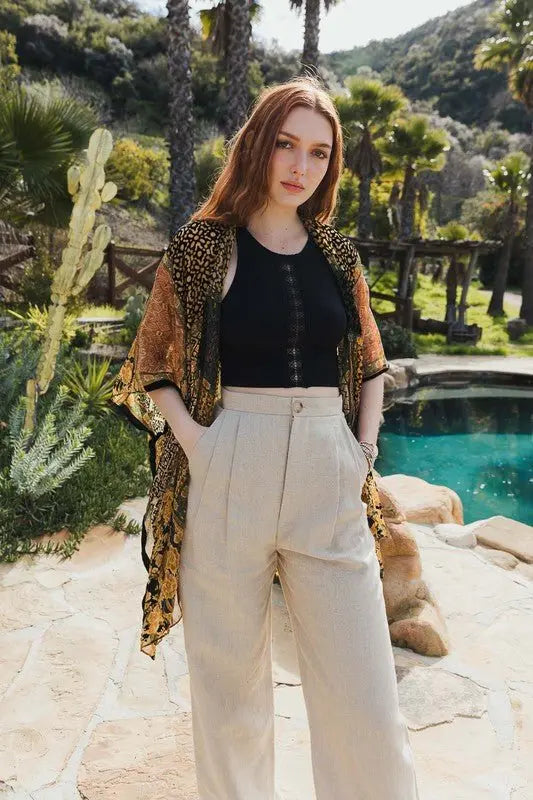 Bohemian Burnout Velvet Kimono - FamilyClothes