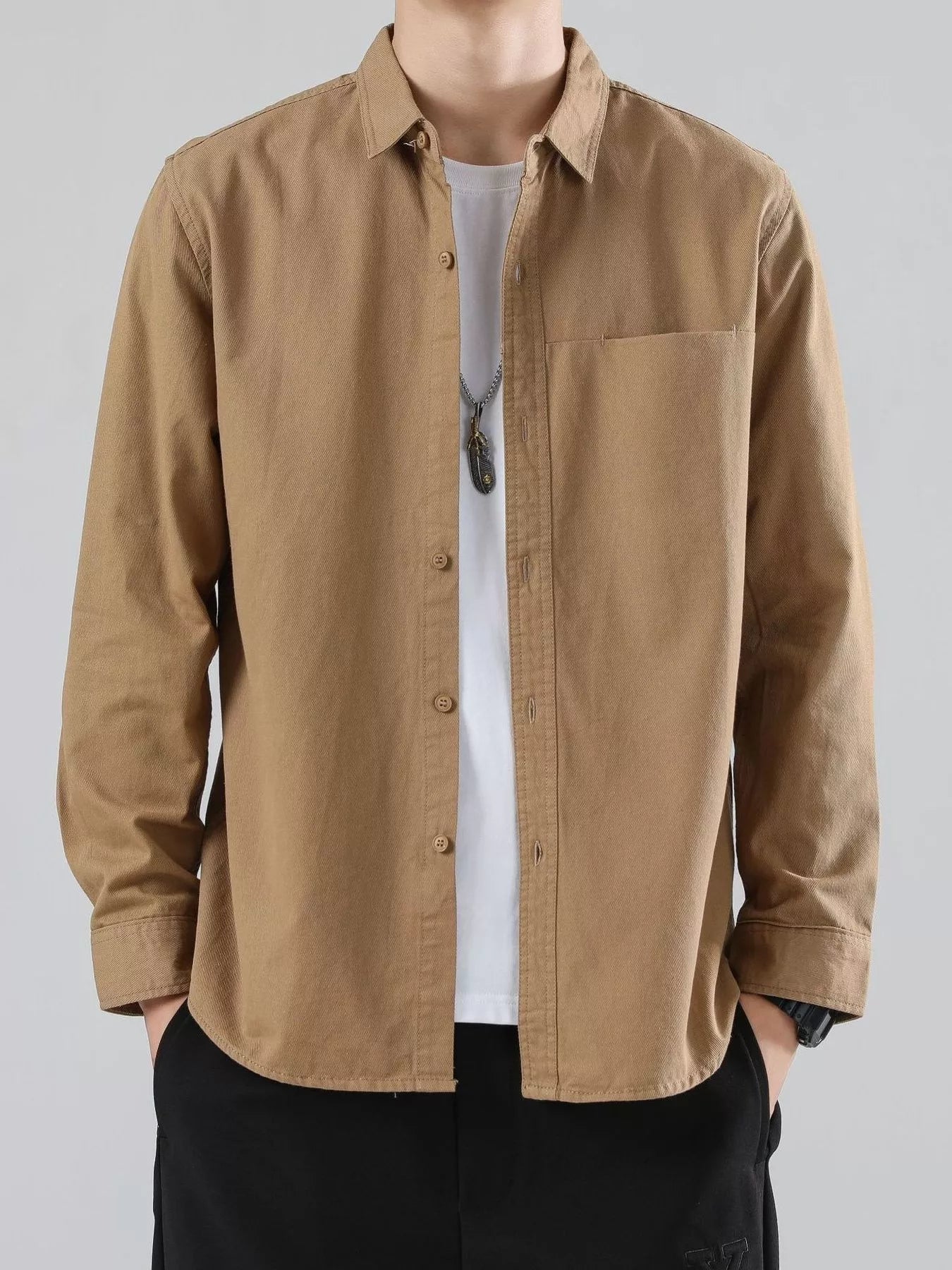 Men's Full Size Button-Up Casual Shirt Plus Size - FamilyClothes