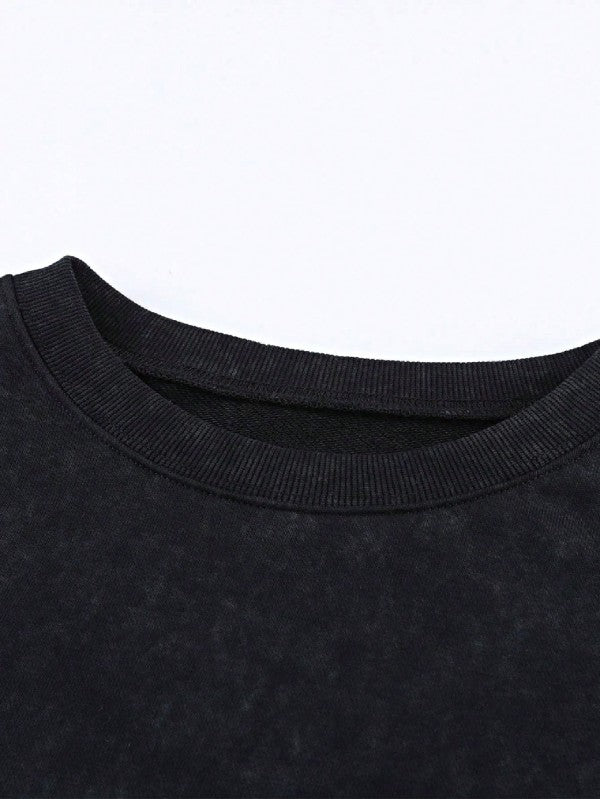 Cotton Acid Mineral Drop Shoulder Relax Sweatshirt - FamilyClothes