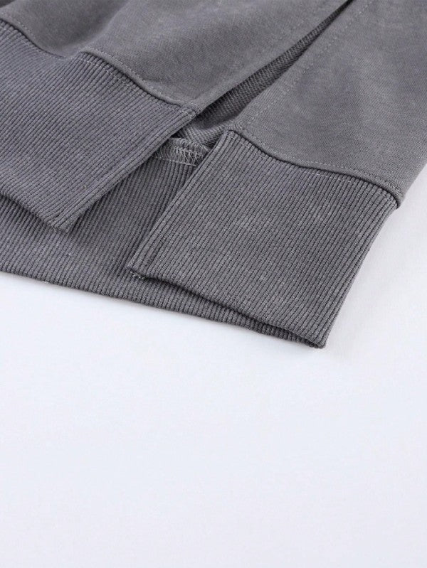 Cotton Acid Mineral Drop Shoulder Relax Sweatshirt - FamilyClothes