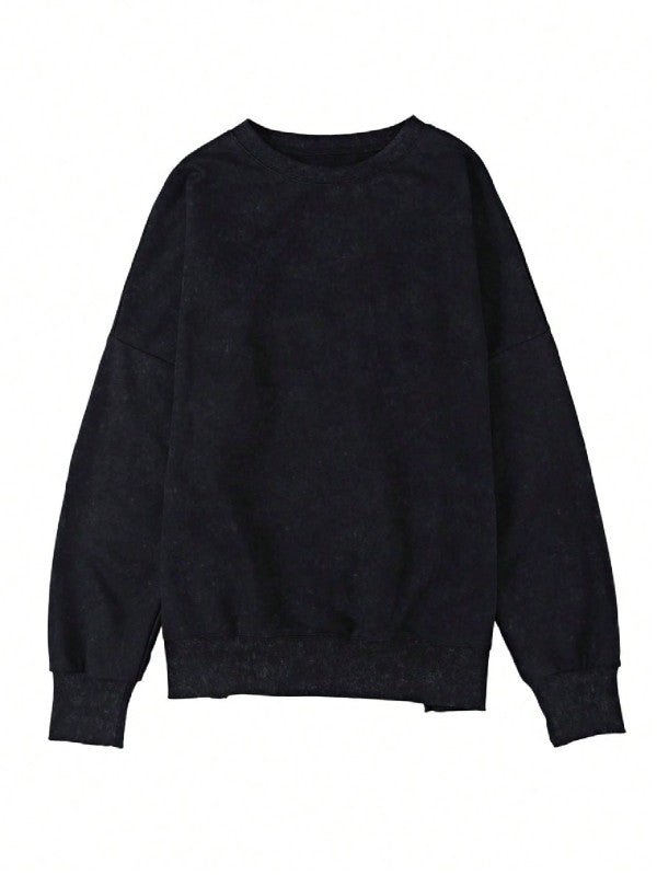 Cotton Acid Mineral Drop Shoulder Relax Sweatshirt - FamilyClothes