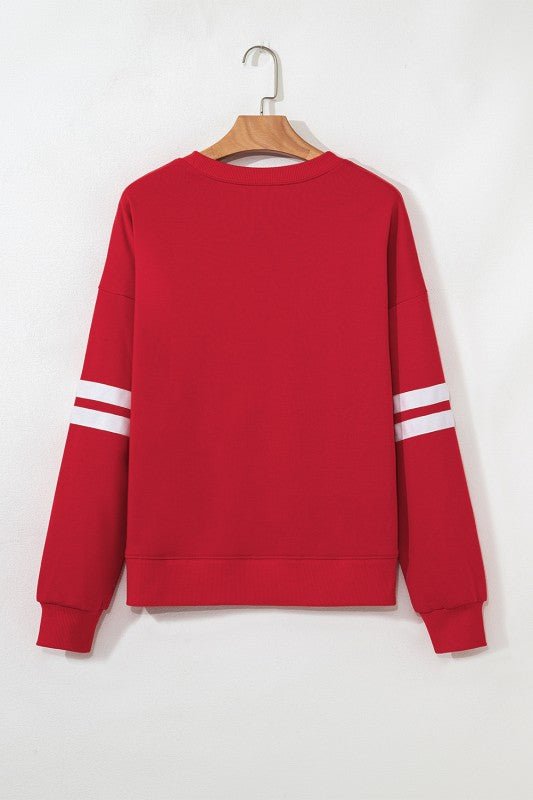 Cotton Preppy Striped Sleeve Sweatshirt - FamilyClothes