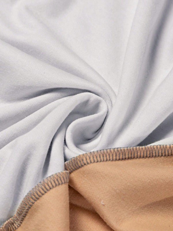 Cotton Stitching Irregular Hem Block Pullover - FamilyClothes