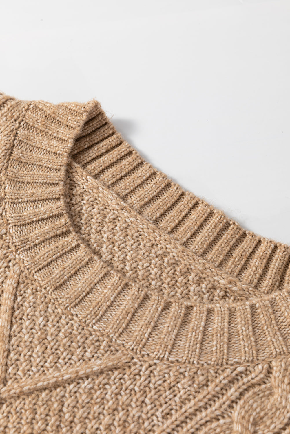 Coffee Twist Cable Knit Drop Shoulder Loose Fit Sweater Dress FamilyClothes