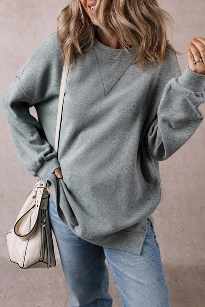 Rorivina Drop Shoulder Oversized Sweatshirt - FamilyClothes