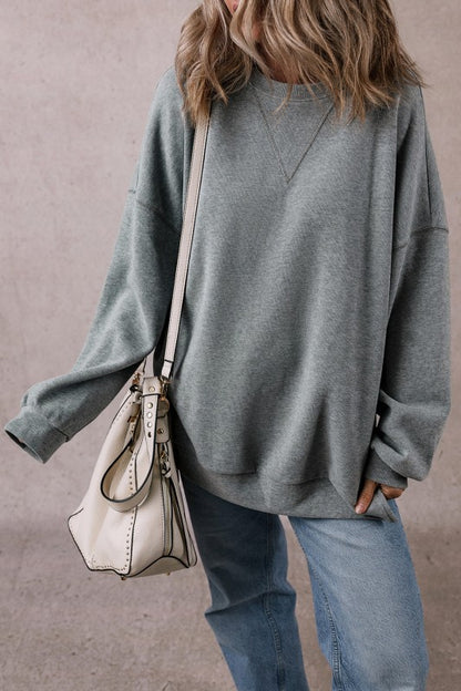 Rorivina Drop Shoulder Oversized Sweatshirt - FamilyClothes