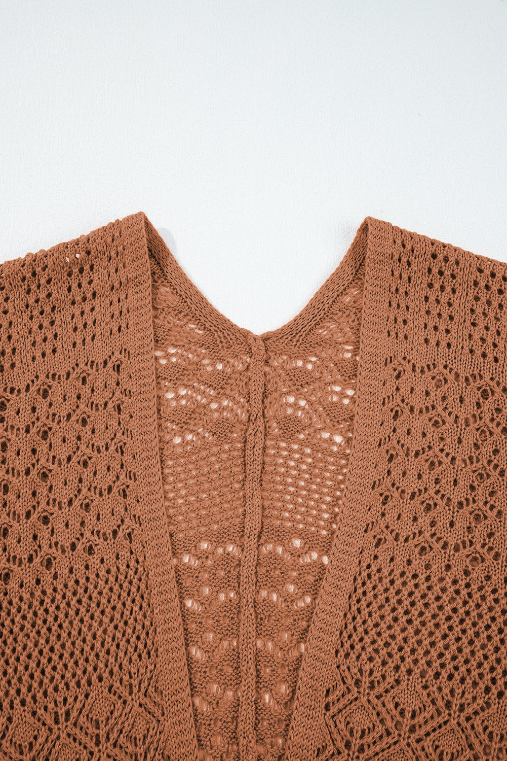 Lapis Mix Pattern Hollow Knit Open Front Cardigan