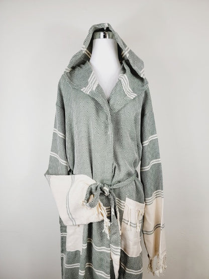 Unisex Beach Spa Robe with Pockets - Dark Color - FamilyClothes