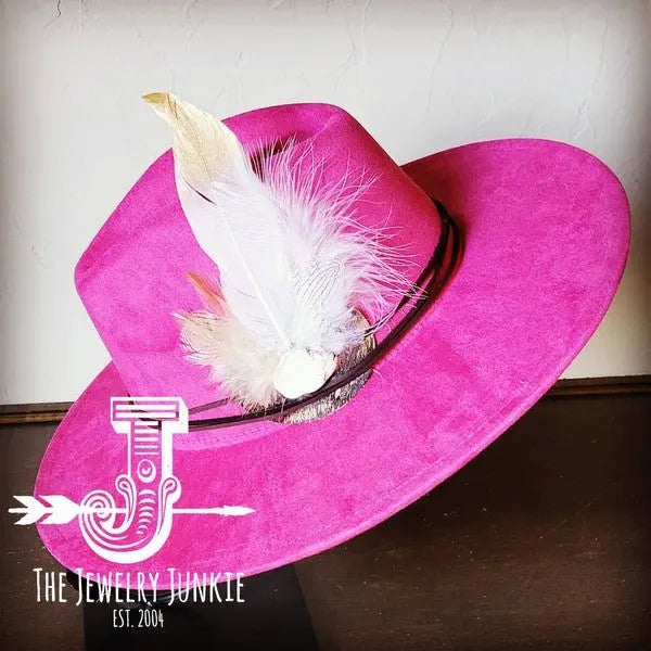 Dark Metallic Feather&Turq Slab Hatband Choice Hat - FamilyClothes