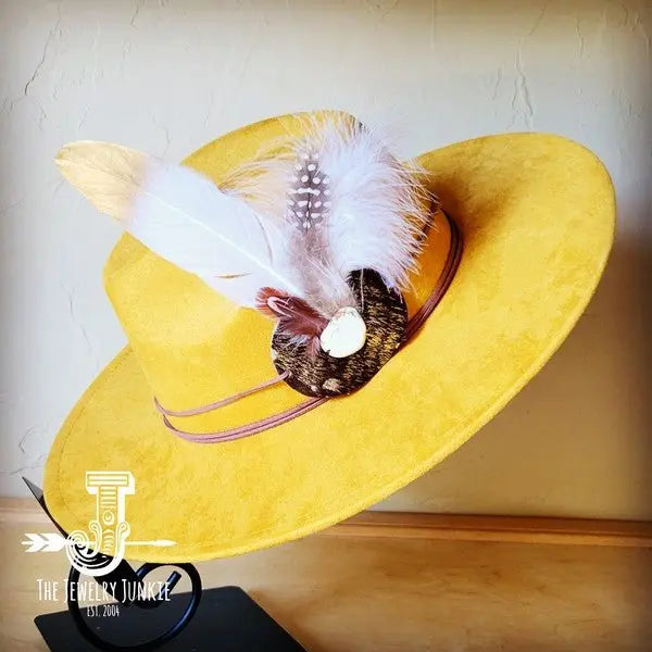 Dark Metallic Feather&Turq Slab Hatband Choice Hat - FamilyClothes