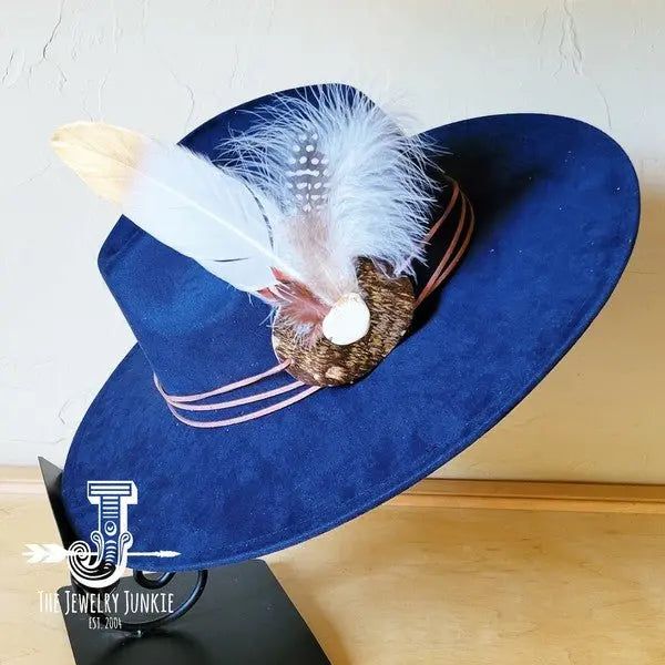 Dark Metallic Feather&Turq Slab Hatband Choice Hat - FamilyClothes