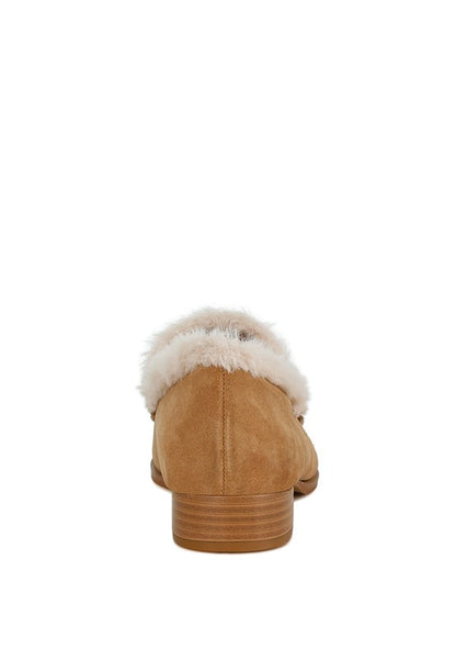 Allie Fur Trim Genuine Suede Loafers - FamilyClothes