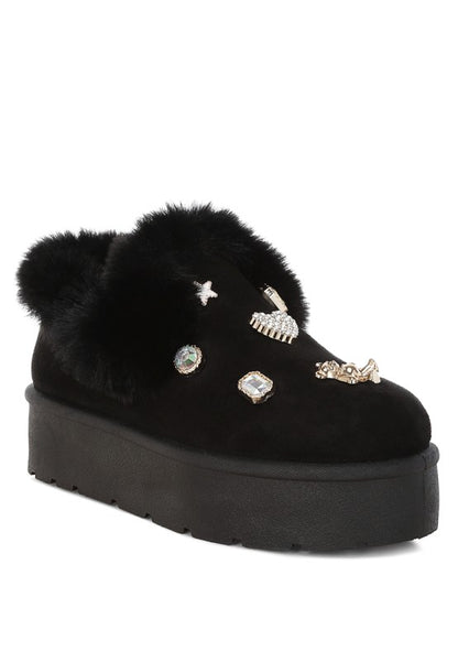 Zeta Charm Detail Slip On Snow Boots - FamilyClothes