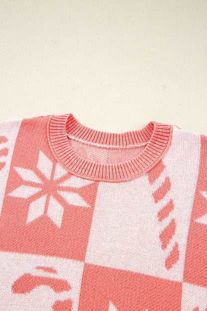Christmas Candycane Snowflake Checker Sweater - FamilyClothes