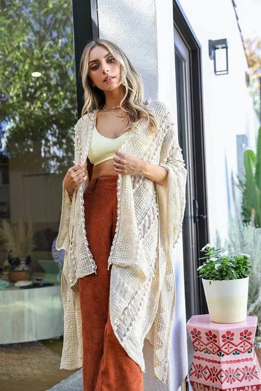 Embroidered Zig Zag Soft Kimono - FamilyClothes