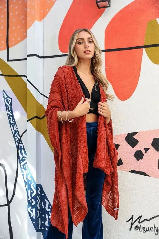 Embroidered Zig Zag Soft Kimono - FamilyClothes