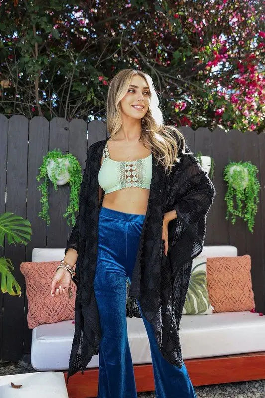 Embroidered Zig Zag Soft Kimono - FamilyClothes