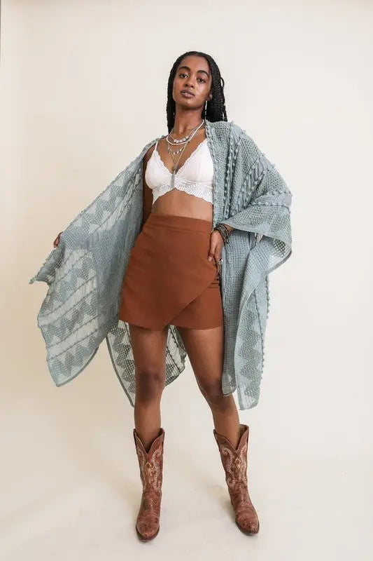 Embroidered Zig Zag Soft Kimono - FamilyClothes