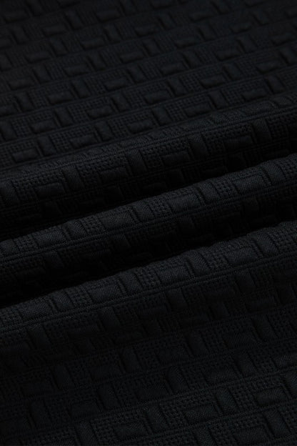 Textured Stripe Patchwork 3/4 Sleeve Sweatshirt - FamilyClothes