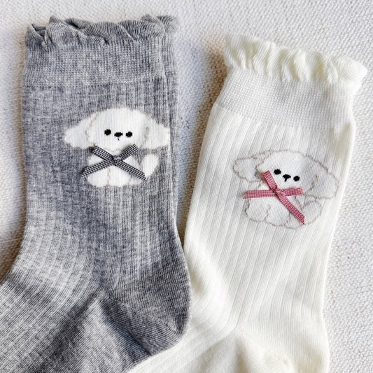 Bichon Puppy Design Socks Set Of 2 - FamilyClothes