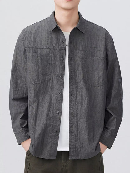 Men's Plus Size Button Up Long Sleeve Shirt - FamilyClothes