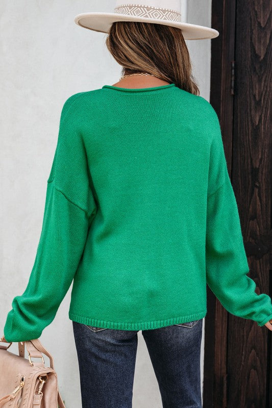 Evatyn Knit Drop Shoulder Sweater - FamilyClothes