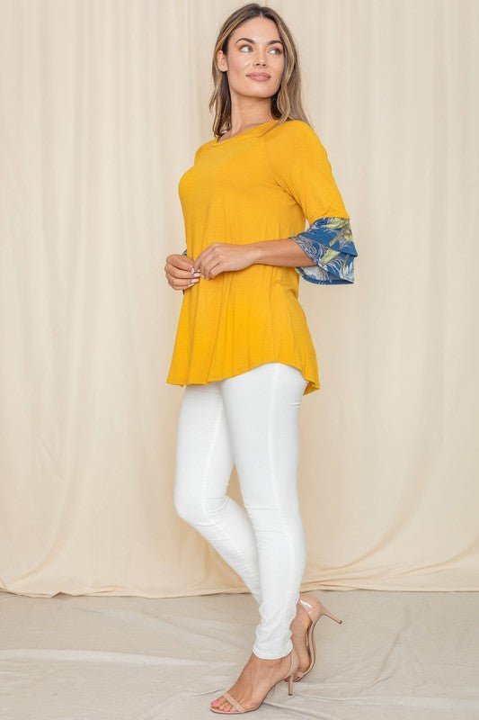 Floral Double Ruffle Tunic - FamilyClothes