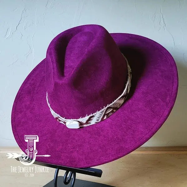 Gold Aztec Turq Slab Leather Band Choice Hat - FamilyClothes