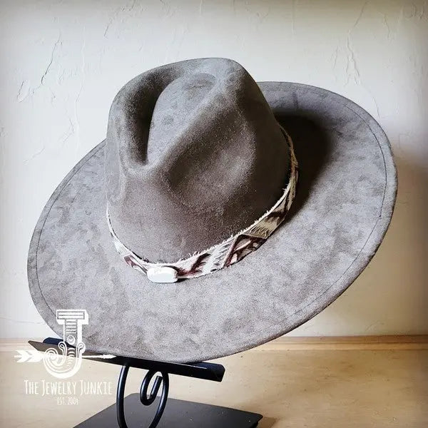 Gold Aztec Turq Slab Leather Band Choice Hat - FamilyClothes