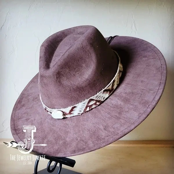 Gold Aztec Turq Slab Leather Band Choice Hat - FamilyClothes