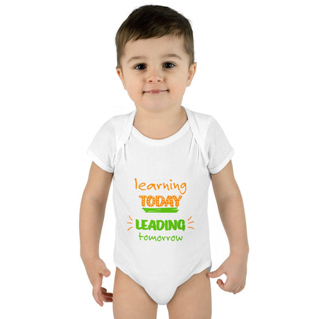 Learning Today Leading Tomorrow Baby Bodysuit, Cute Infant Onesie, Eco - Friendly Baby Clothes, Green Theme Outfit, Baby Shower Gift - FamilyClothes