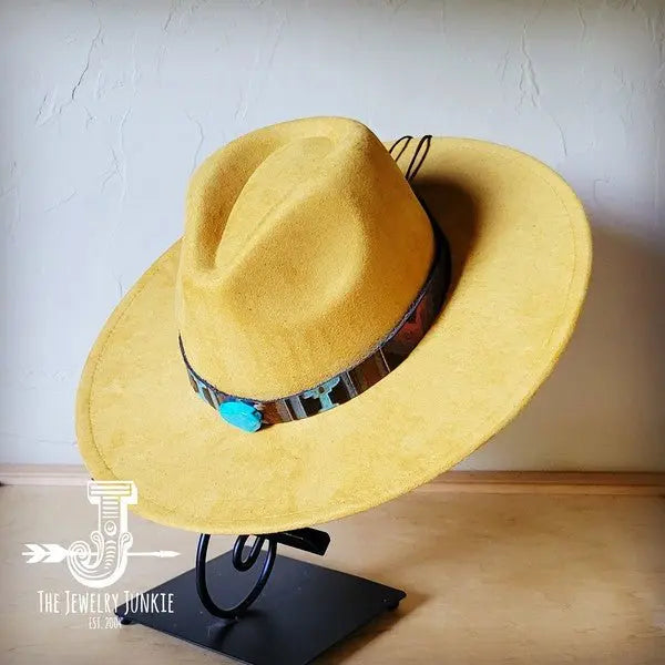 Magenta Navajo Turq Slab Leather Band Choice Hat - FamilyClothes