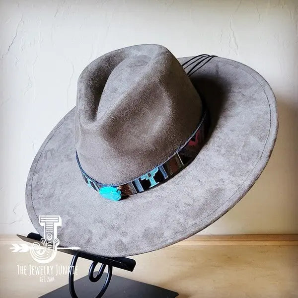 Magenta Navajo Turq Slab Leather Band Choice Hat - FamilyClothes
