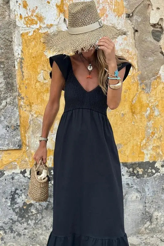 peach smocked maxi dress - FamilyClothes