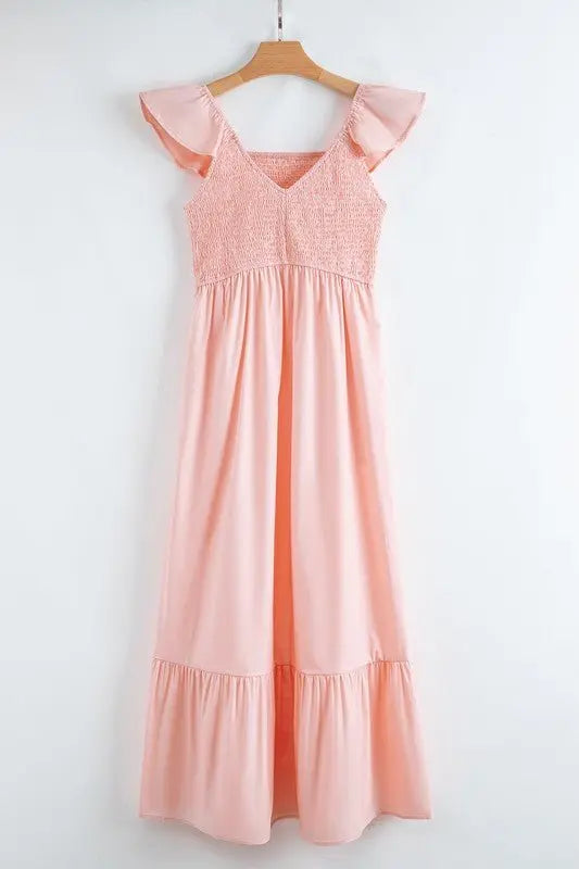 peach smocked maxi dress - FamilyClothes