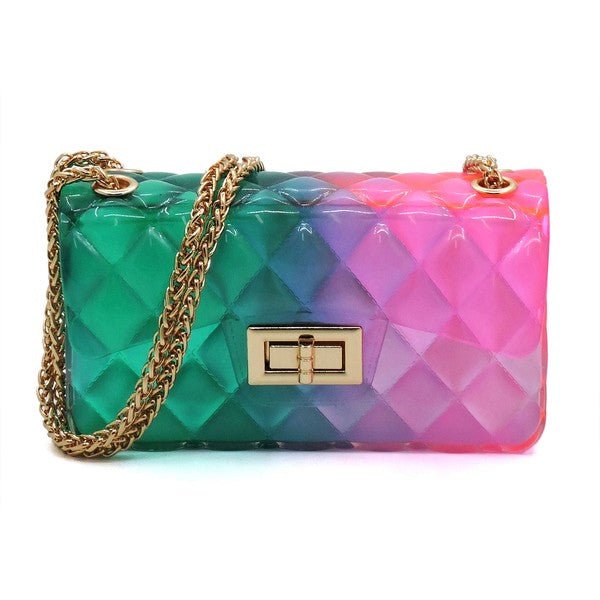 Quilt Embossed Multi Color Jelly Shoulder Bag - FamilyClothes