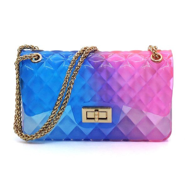 Quilt Embossed Multi Color Jelly Shoulder Bag - FamilyClothes