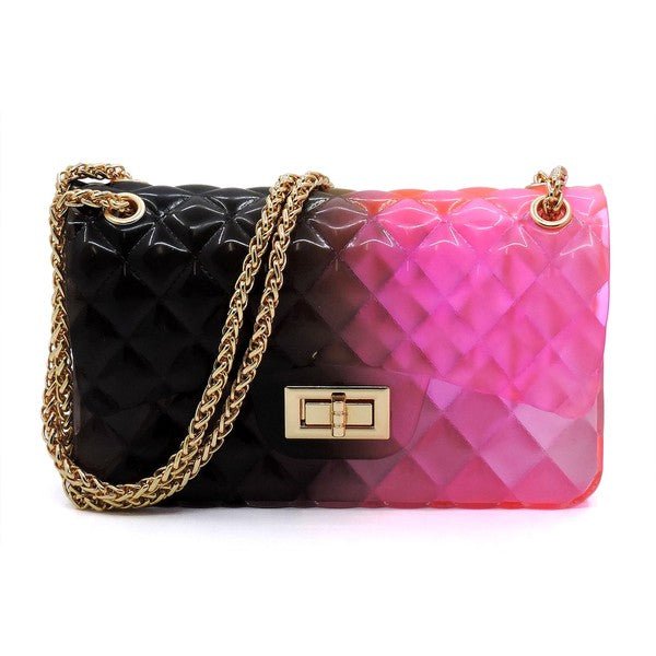 Quilt Embossed Multi Color Jelly Shoulder Bag - FamilyClothes