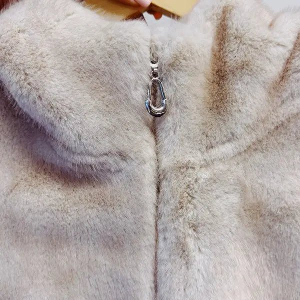 Real Feel Faux Mink Hooded Vest - FamilyClothes