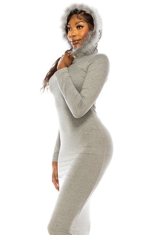 women's long dress with hoodie - FamilyClothes